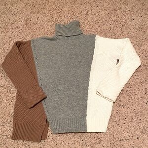 French Connection tri color turtleneck sweater